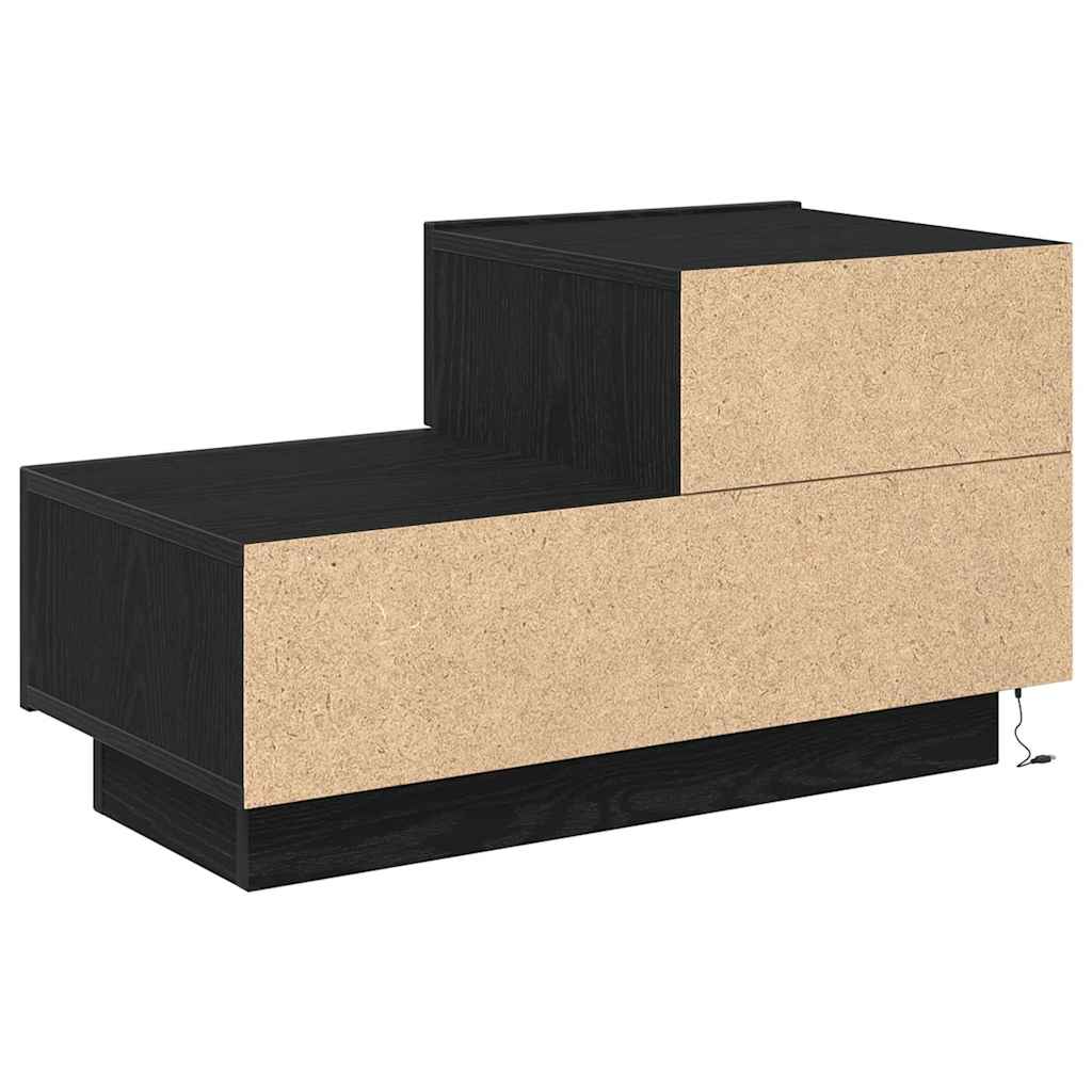 Armadio da Notte con cassetto Rovere Nero 70 x 36 x 40,5 cm | homemem39