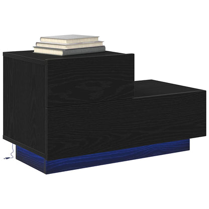 Armadio da Notte con cassetto Rovere Nero 70 x 36 x 40,5 cm