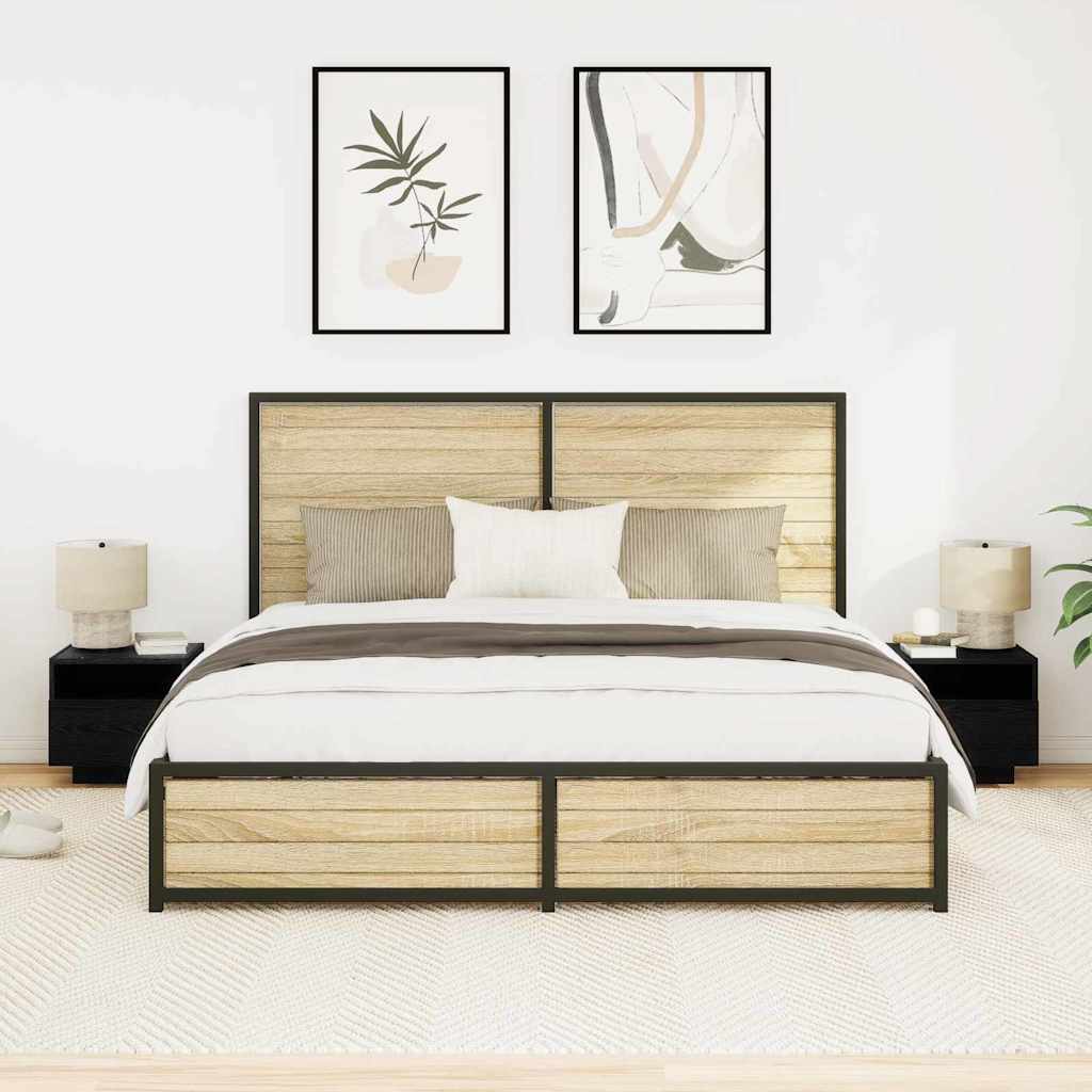 Armadio da Notte con cassetto 2 pcs Rovere Nero 40 x 39 x 37 cm