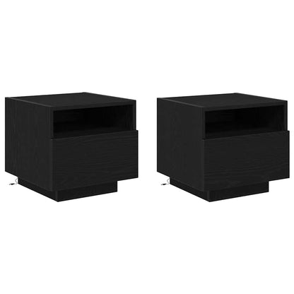 Armadio da Notte con cassetto 2 pcs Rovere Nero 40 x 39 x 37 cm
