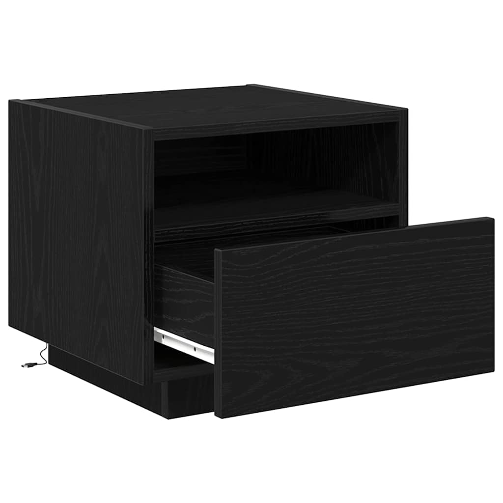 Armadio da Notte con cassetto 2 pcs Rovere Nero 40 x 39 x 37 cm