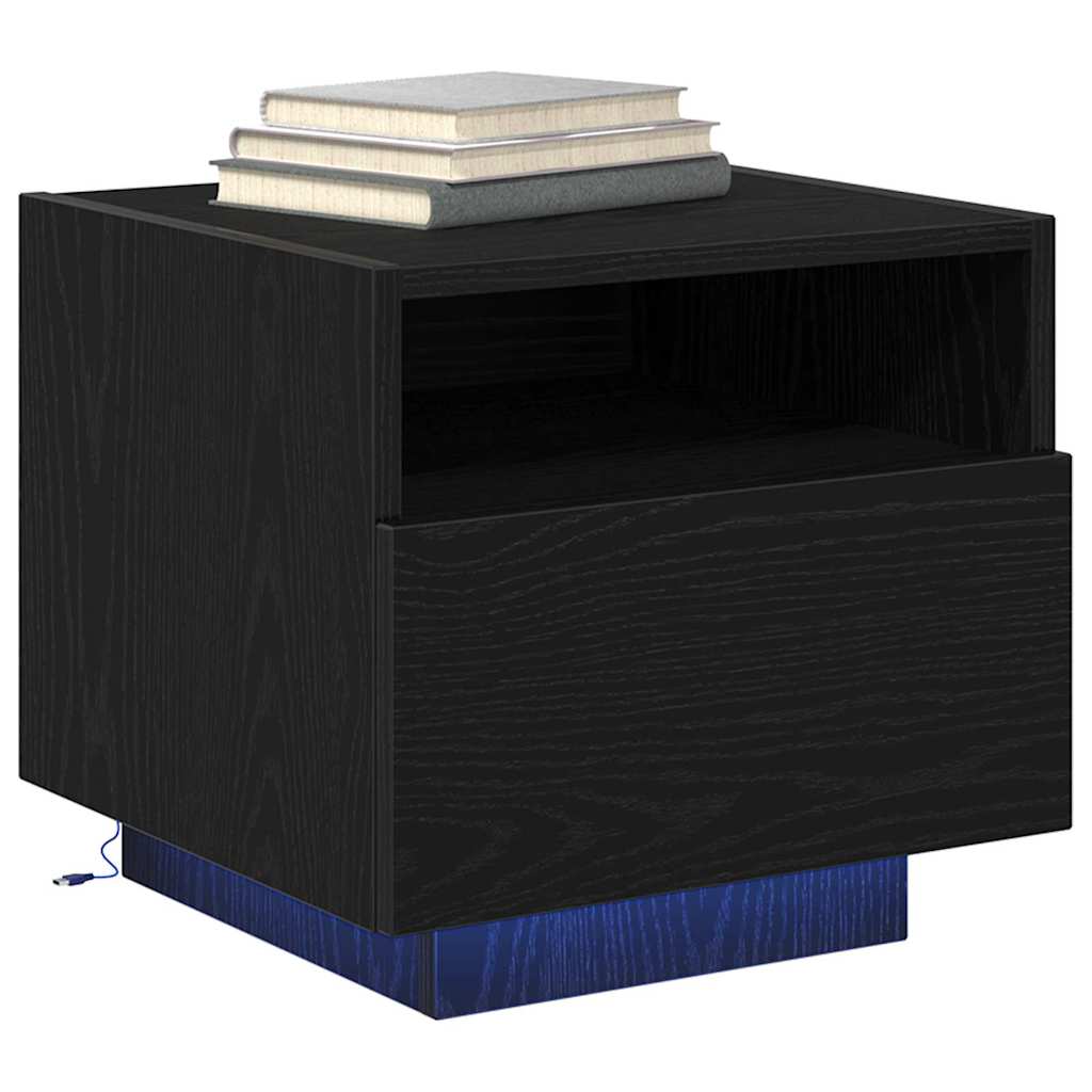 Armadio da Notte con cassetto 2 pcs Rovere Nero 40 x 39 x 37 cm