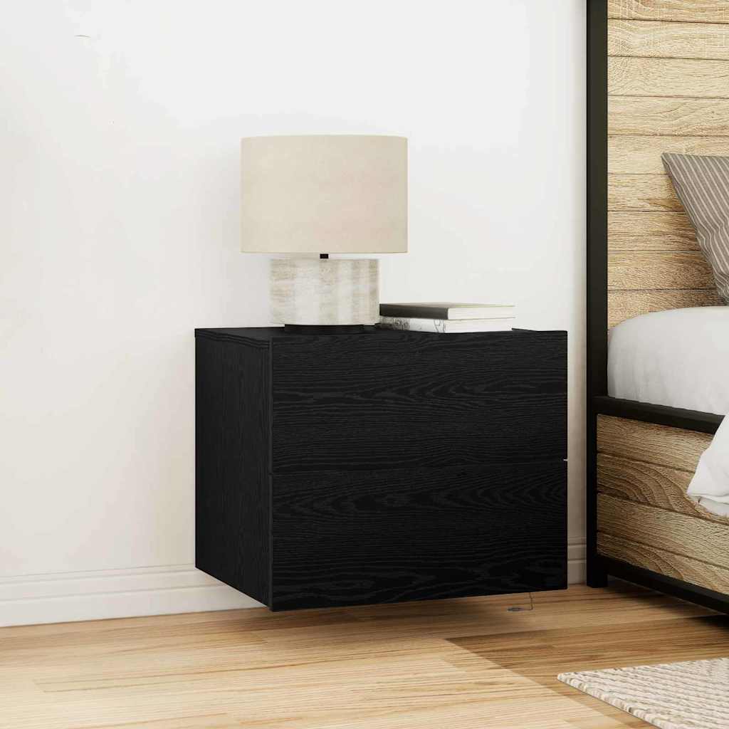 Armadio da Notte con cassetto 2 pcs Rovere Nero 50 x 39 x 41 cm | homemem39