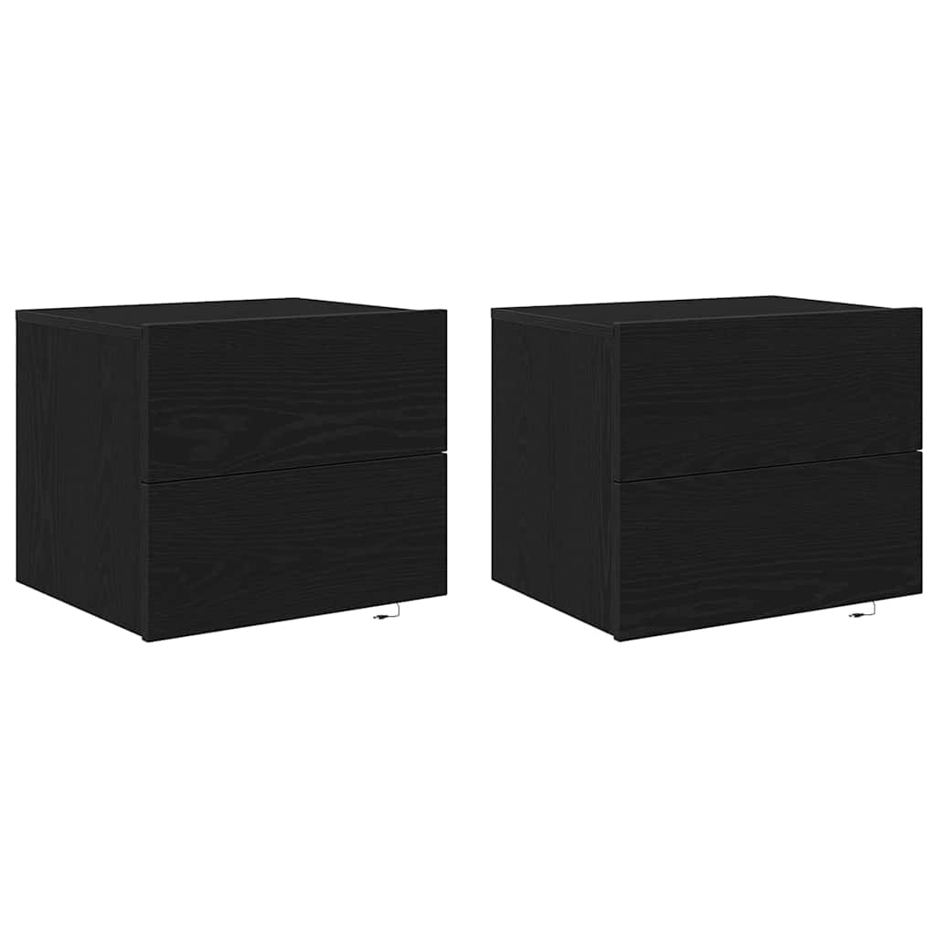 Armadio da Notte con cassetto 2 pcs Rovere Nero 50 x 39 x 41 cm | homemem39