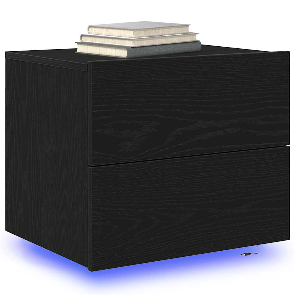 Armadio da Notte con cassetto 2 pcs Rovere Nero 50 x 39 x 41 cm | homemem39