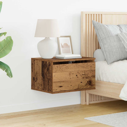 Mobiletto da comodino a parete con cassetto 2 pcs Legno vecchio | homemem39