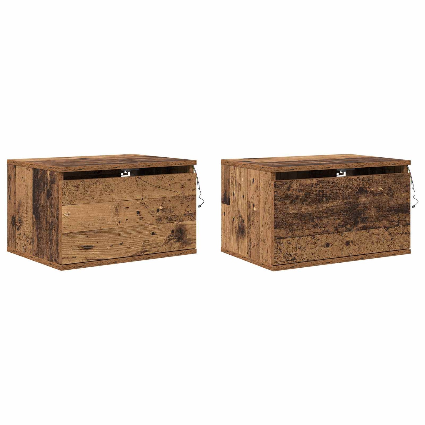 Mobiletto da comodino a parete con cassetto 2 pcs Legno vecchio | homemem39