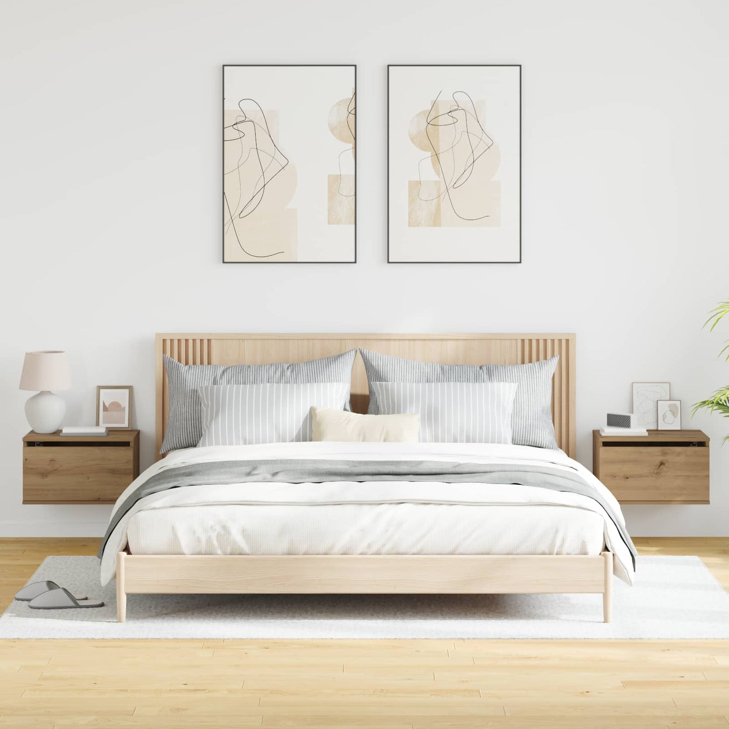 Mobiletto da comodino a parete 2 pcs Rovere artigianale | homemem39