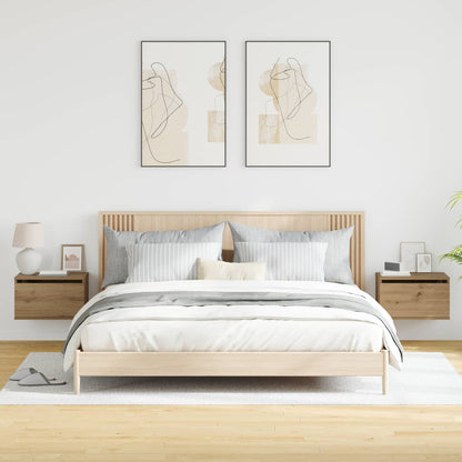 Mobiletto da comodino a parete 2 pcs Rovere artigianale | homemem39