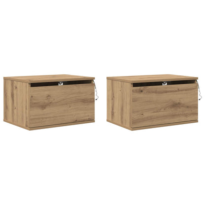 Mobiletto da comodino a parete 2 pcs Rovere artigianale | homemem39