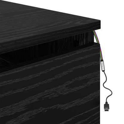 Mobiletto da comodino a parete Rovere Nero 50 x 36 x 30 cm | homemem39