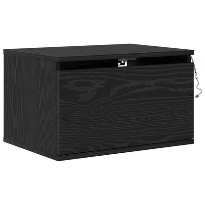 Mobiletto da comodino a parete Rovere Nero 50 x 36 x 30 cm