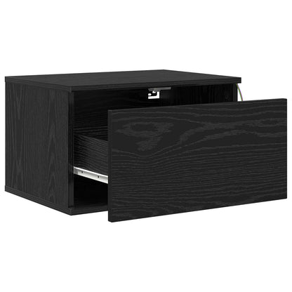 Mobiletto da comodino a parete Rovere Nero 50 x 36 x 30 cm