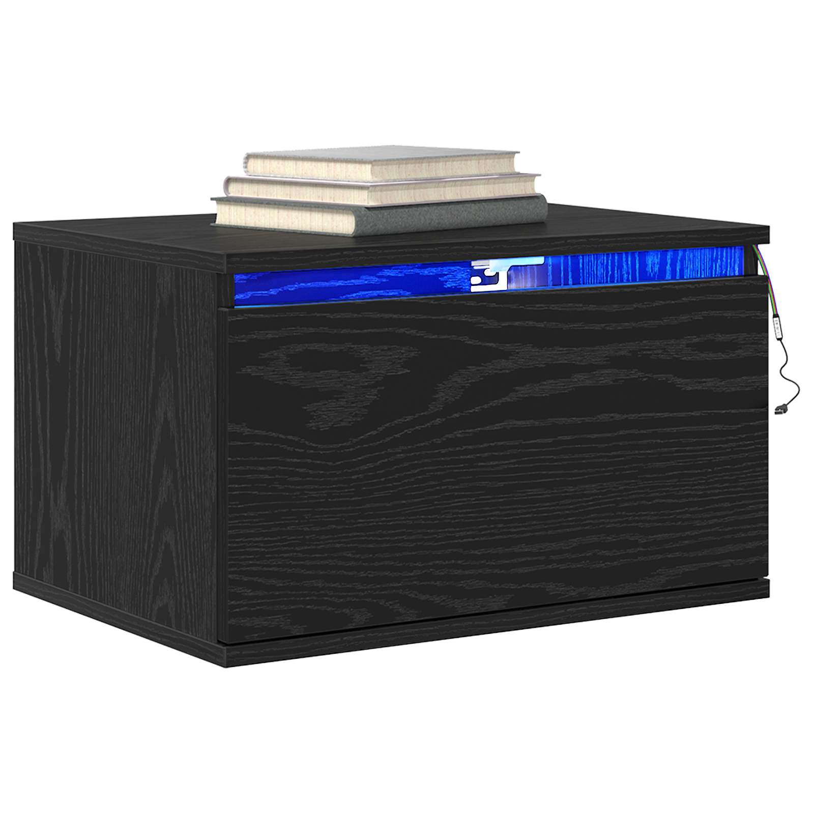 Mobiletto da comodino a parete Rovere Nero 50 x 36 x 30 cm | homemem39