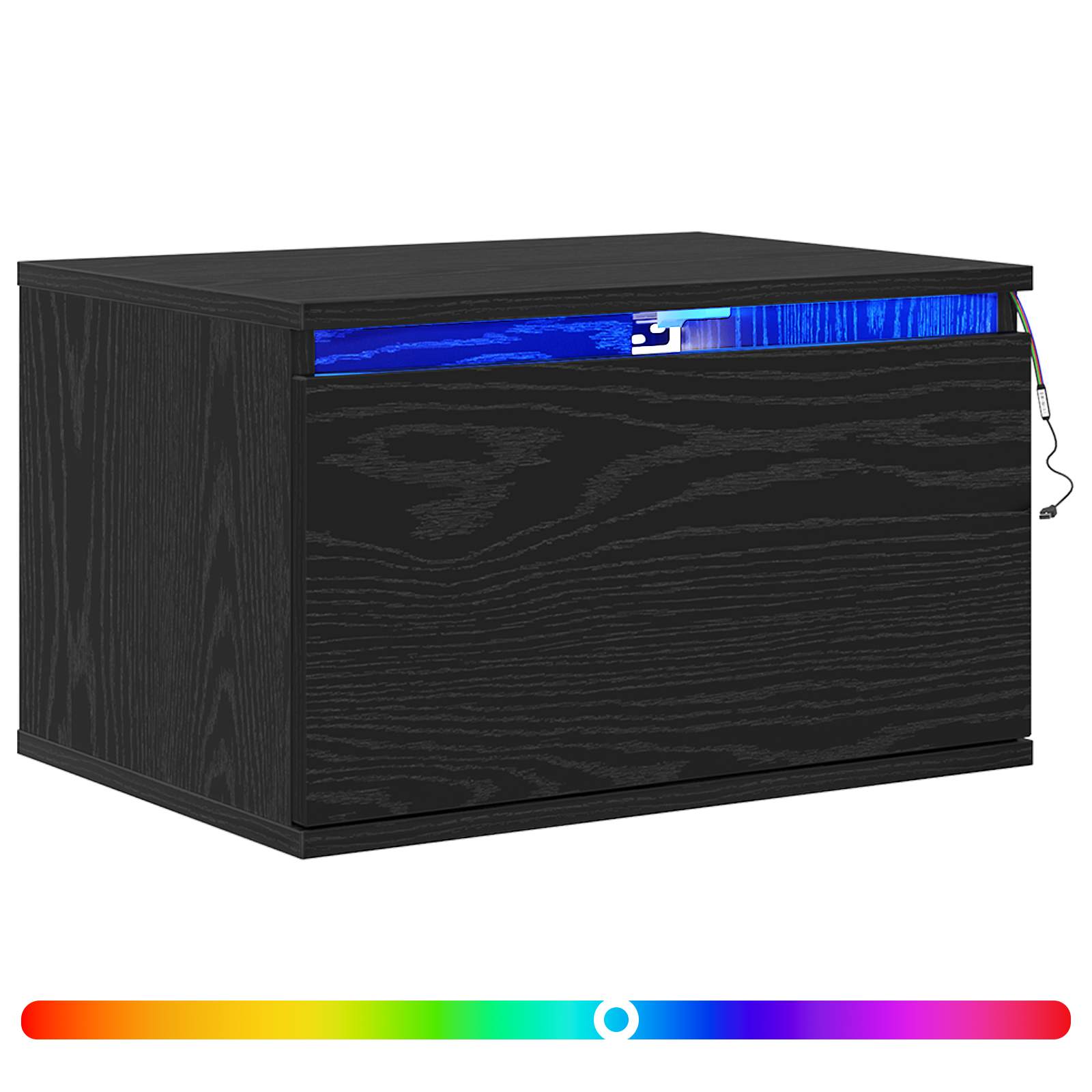 Mobiletto da comodino a parete con cassetto 2 pcs Rovere Nero | homemem39