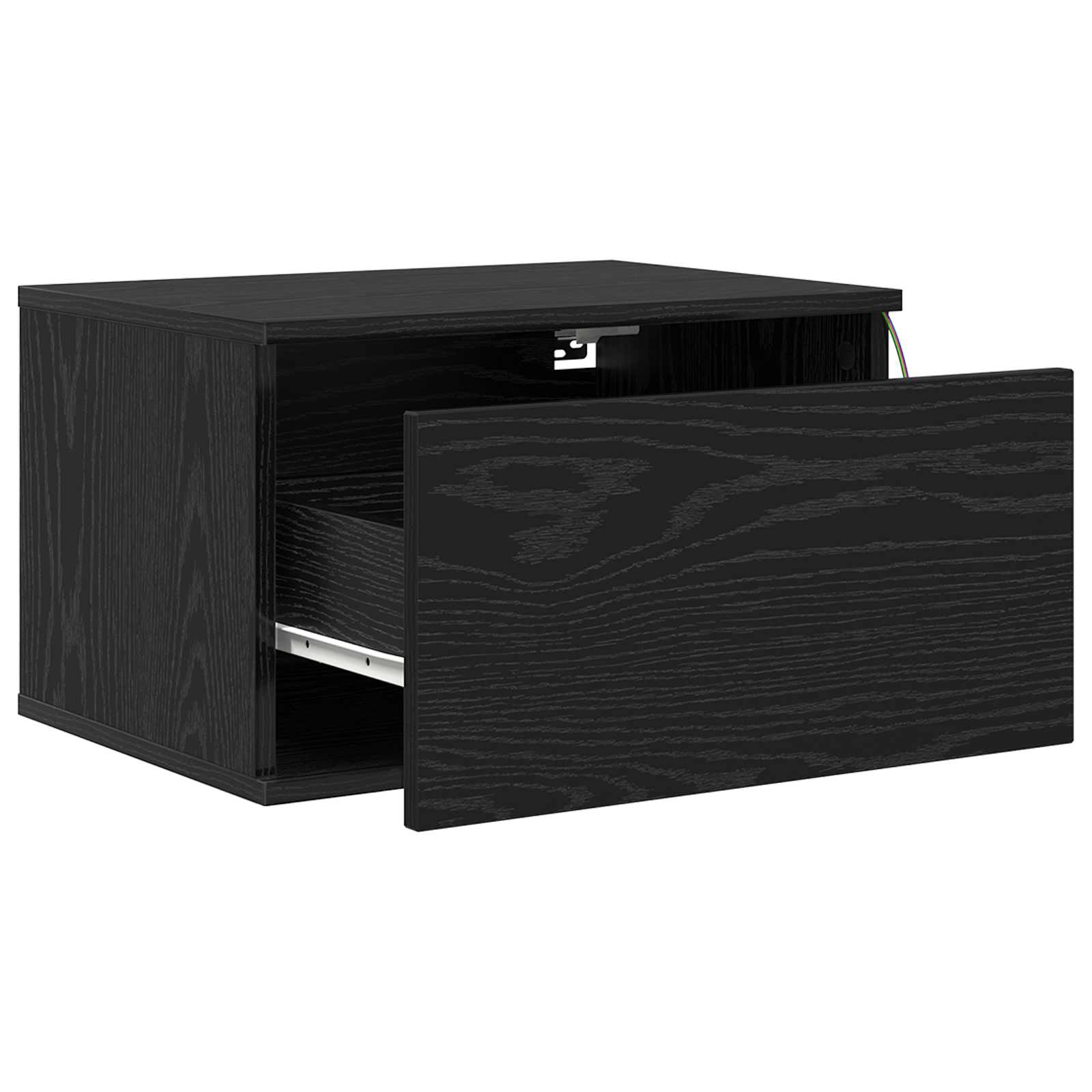 Mobiletto da comodino a parete con cassetto 2 pcs Rovere Nero | homemem39