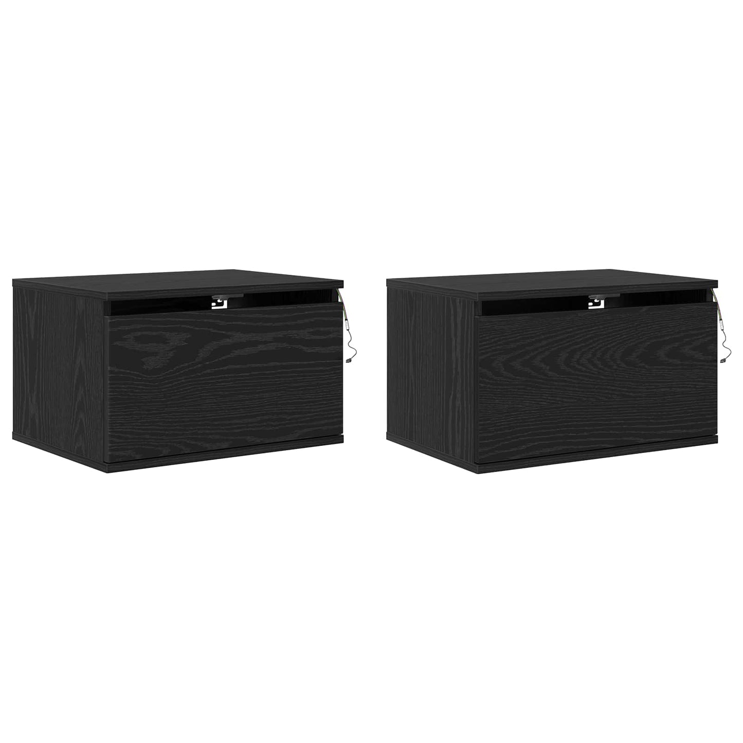 Mobiletto da comodino a parete con cassetto 2 pcs Rovere Nero | homemem39