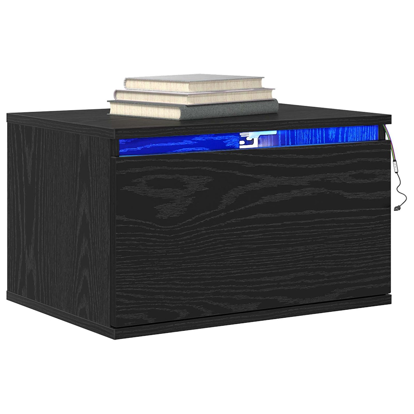 Mobiletto da comodino a parete con cassetto 2 pcs Rovere Nero