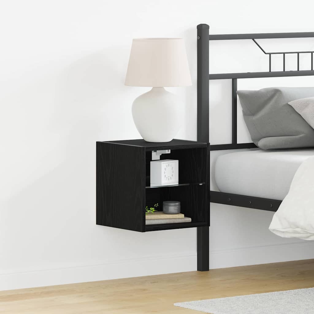 Armadio da letto a muro LED 2 pcs Nero 30 x 28,5 x 30 cm