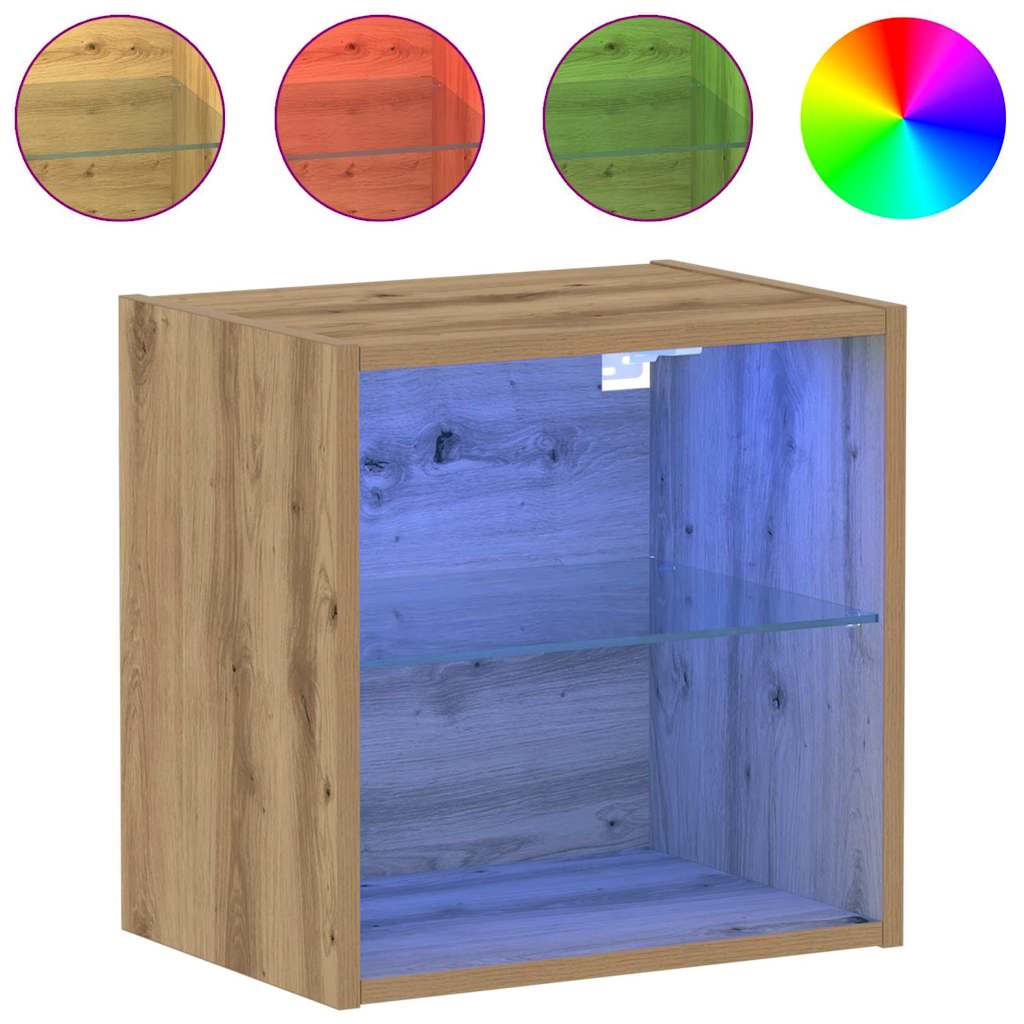 Mensola galleggiante con luce LED Marrone 40 x 28,5 x 40 cm