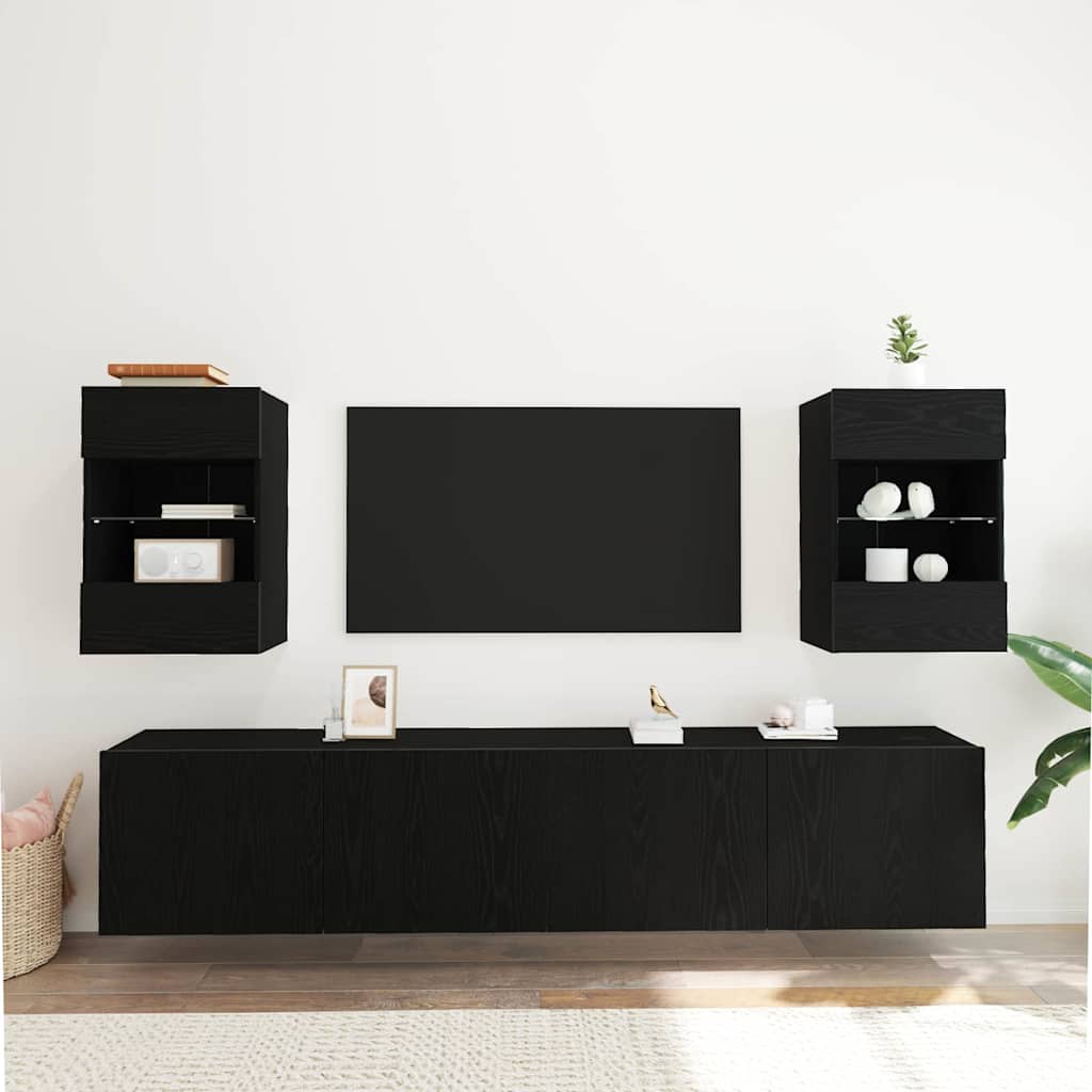 Set mobile TV 2 pcs Nero 40 x 30 x 60,5 cm Legno multistrato