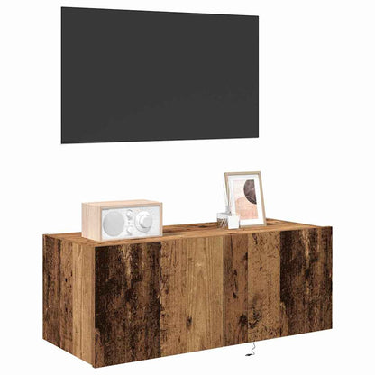 Mobile TV da parete con LED Legno vecchio 80 x 35 x 31 cm
