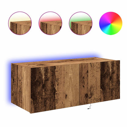 Mobile TV da parete con LED Legno vecchio 80 x 35 x 31 cm | homemem39
