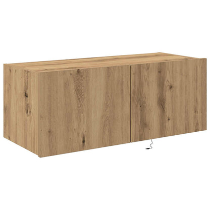 Mobile TV da parete con LED Rovere artigianale 80 x 35 x 31 cm