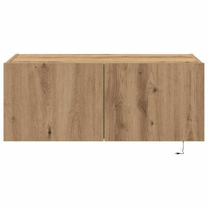 Mobile TV da parete con LED Rovere artigianale 80 x 35 x 31 cm