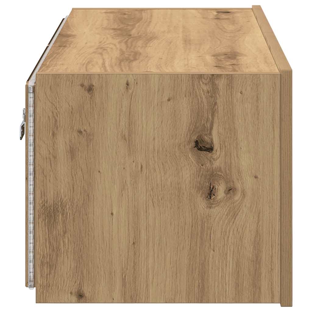 Mobile TV da parete con LED Rovere artigianale 80 x 35 x 31 cm