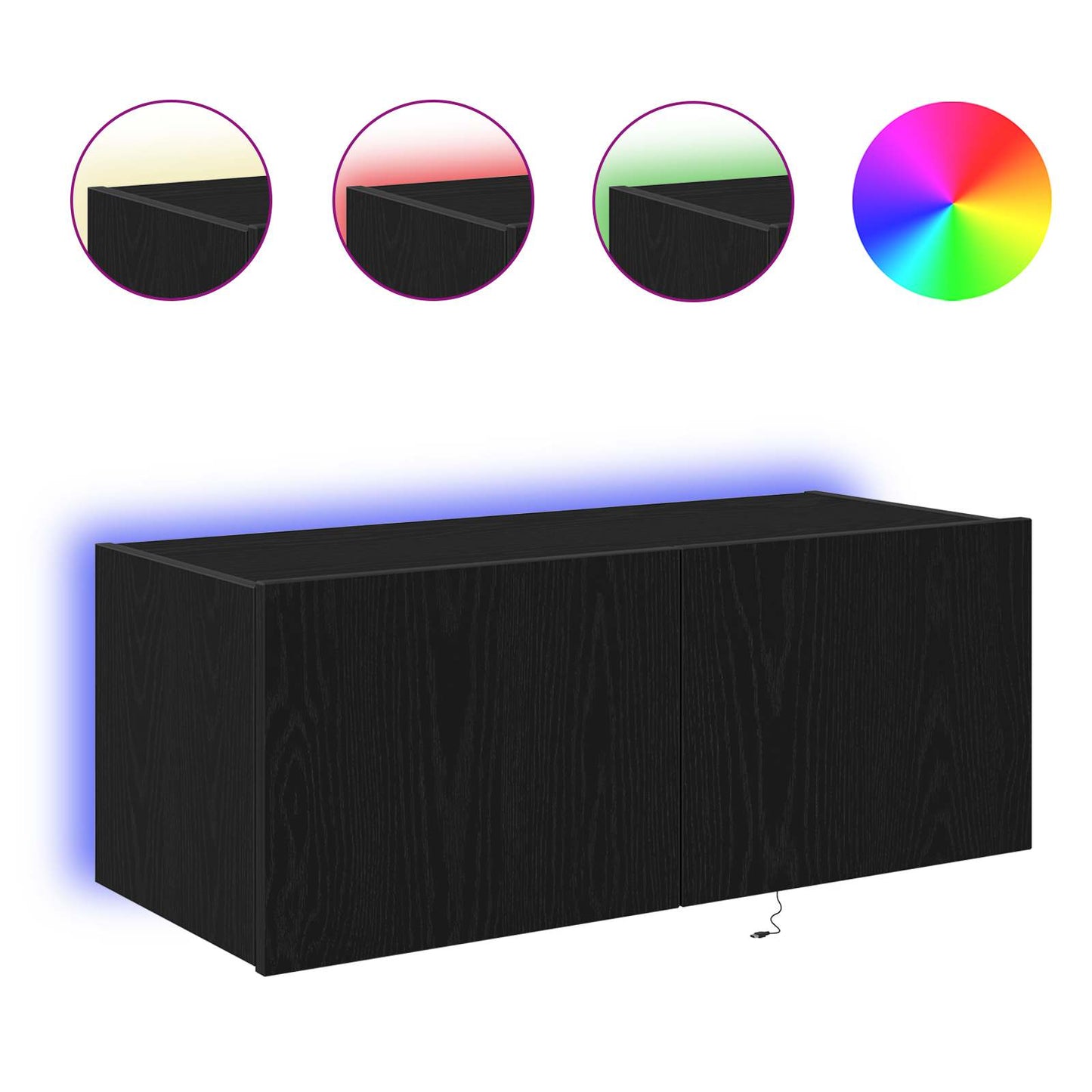 Mobile TV da parete Rovere Nero 80 x 35 x 31 cm