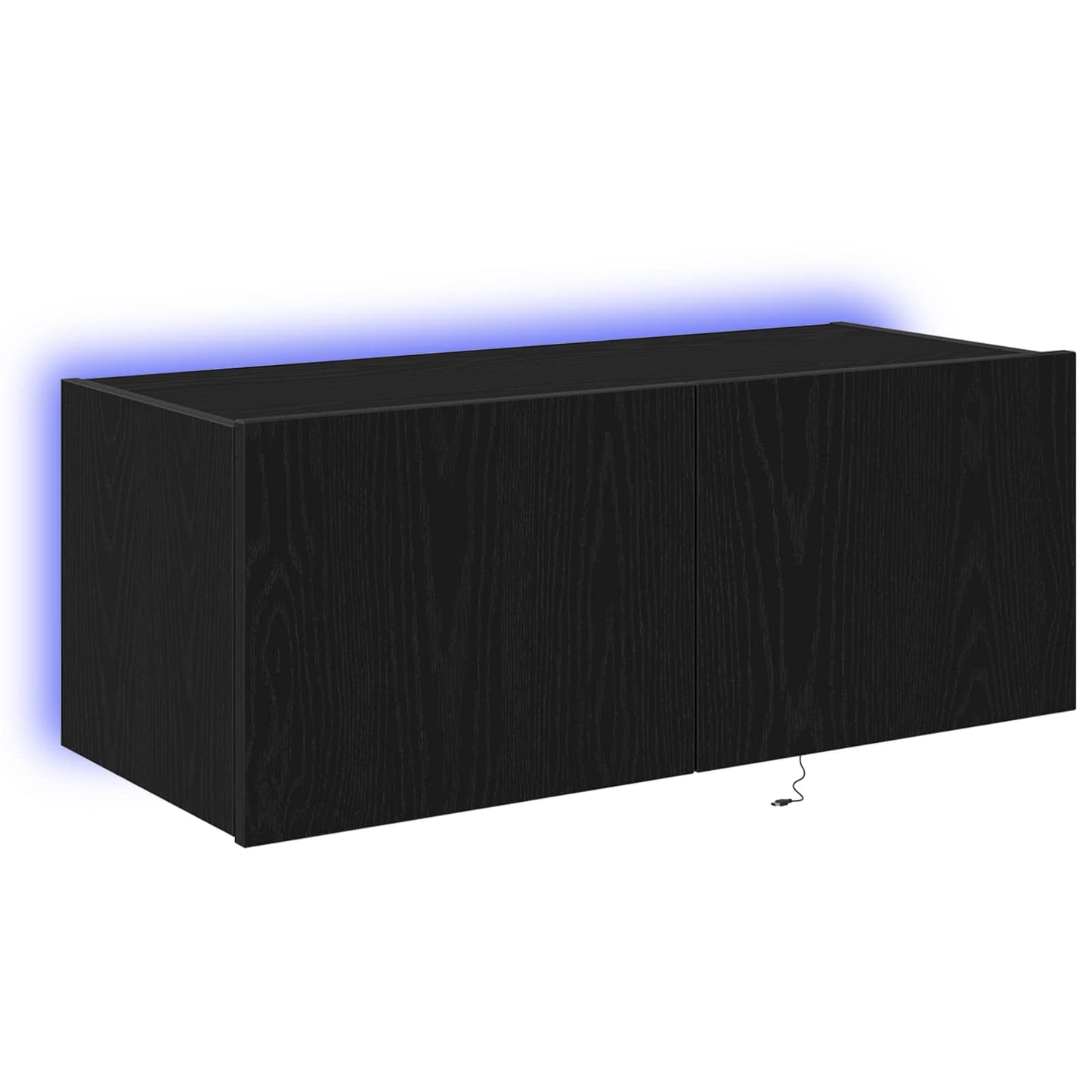 Mobile TV da parete con LED Rovere Nero 80 x 35 x 31 cm
