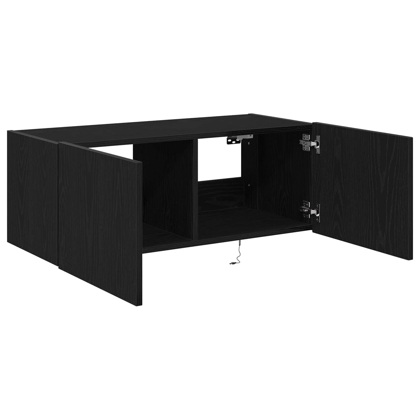 Mobile TV da parete con LED Rovere Nero 80 x 35 x 31 cm
