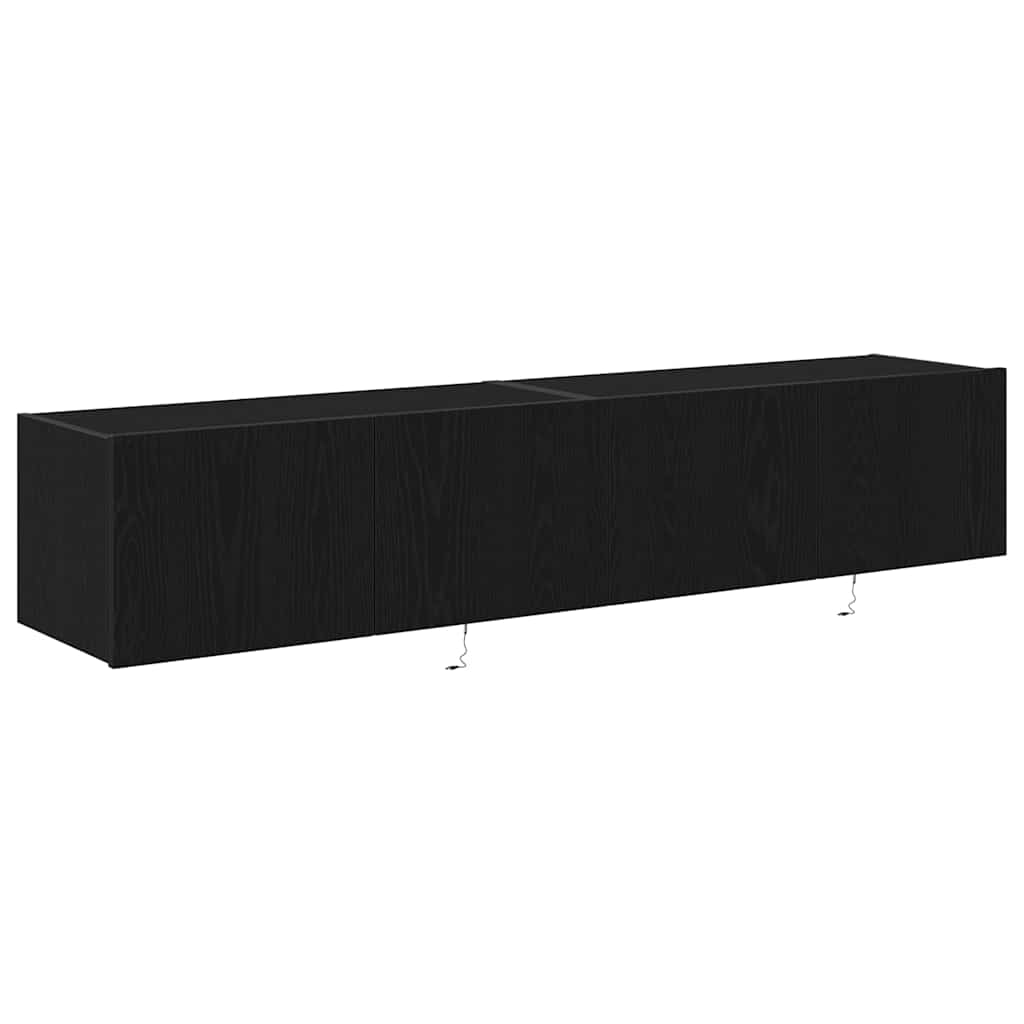 Mobile TV da parete 2 pcs Rovere Nero 80 x 35 x 31 cm