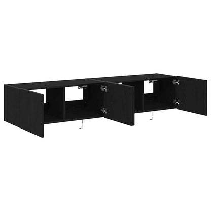 Mobile TV da parete 2 pcs Rovere Nero 80 x 35 x 31 cm