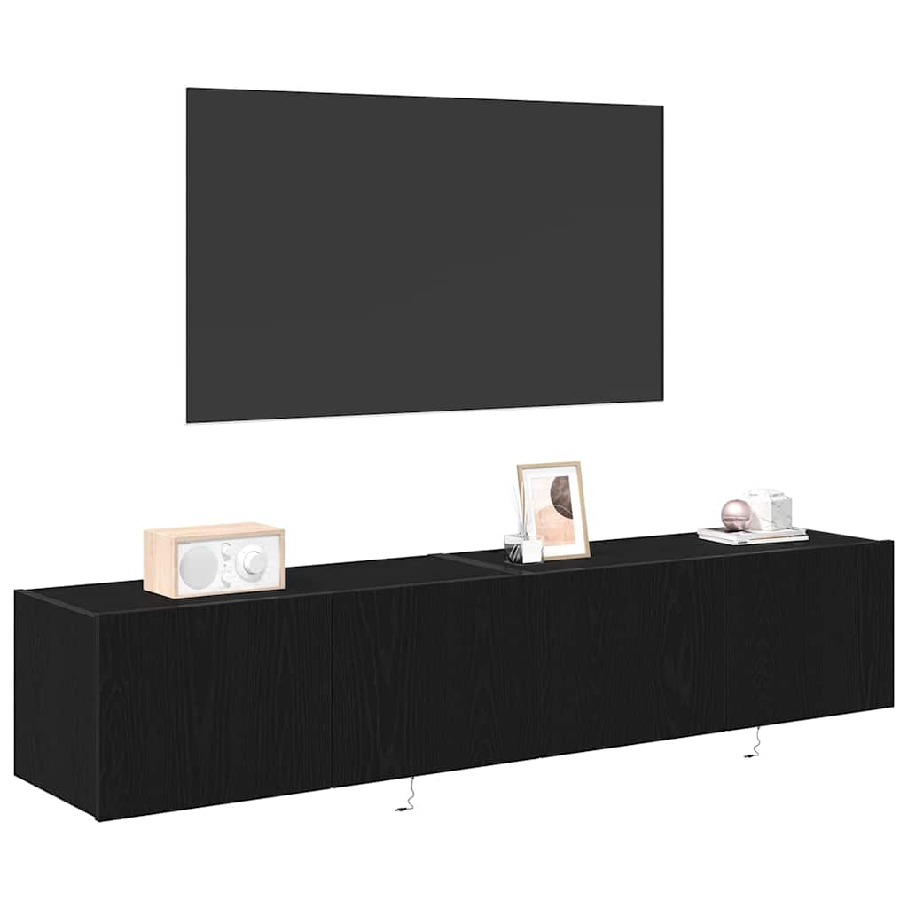 Mobile TV da parete 2 pcs Rovere Nero 80 x 35 x 31 cm