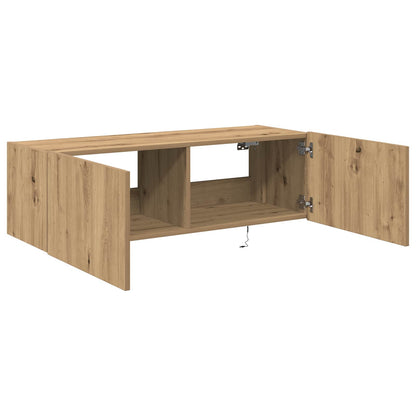 Mobile TV da parete con LED Rovere artigianale 100 x 35 x 31 cm
