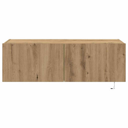 Mobile TV da parete con LED Rovere artigianale 100 x 35 x 31 cm