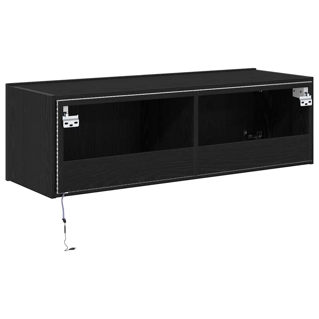 Mobile TV da parete con LED 2 pcs Rovere Nero 100 x 35 x 31 cm