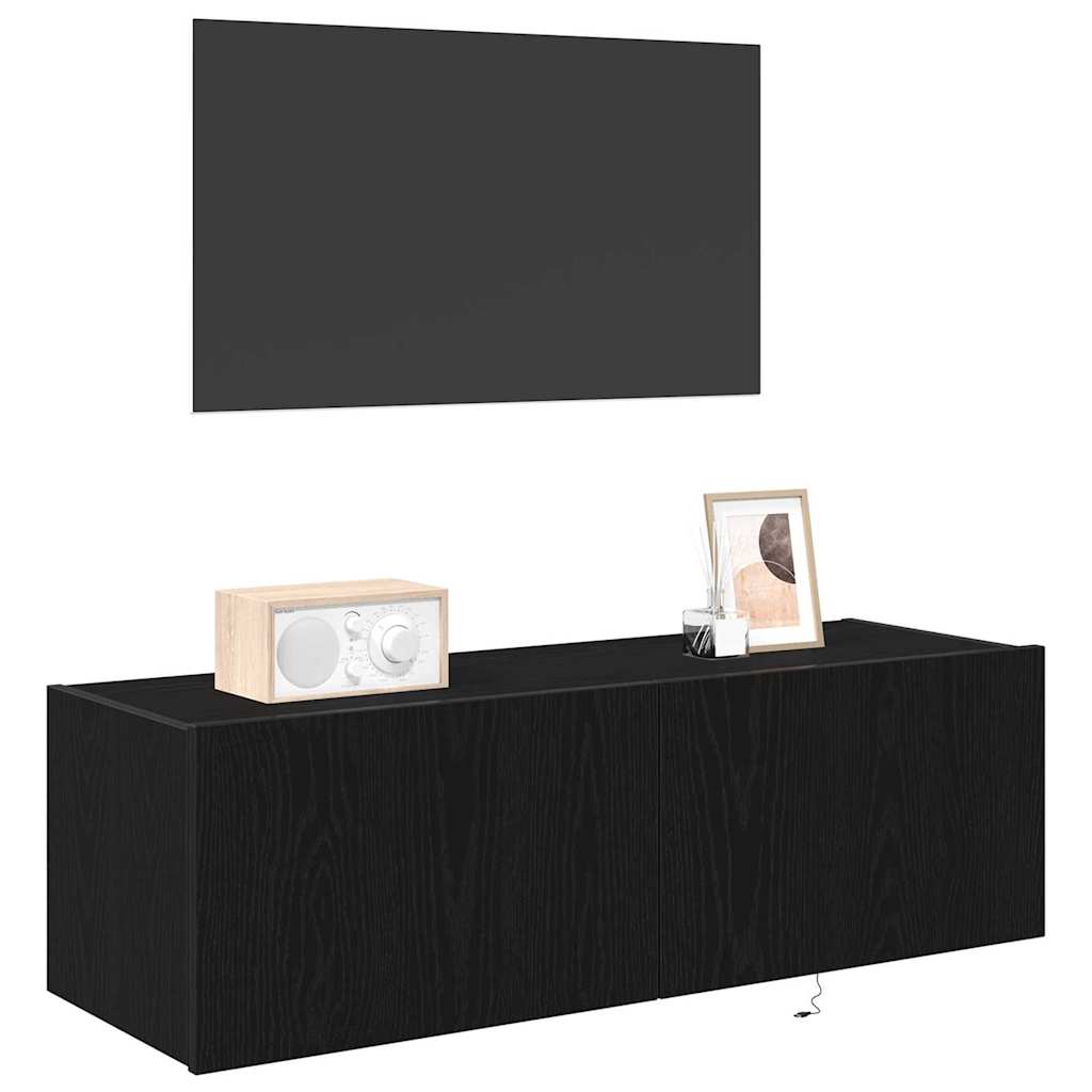 Mobile TV da parete 2 pcs Rovere Nero 100 x 35 x 31 cm