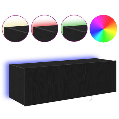 Mobile TV da parete con LED 2 pcs Rovere Nero 100 x 35 x 31 cm | homemem39
