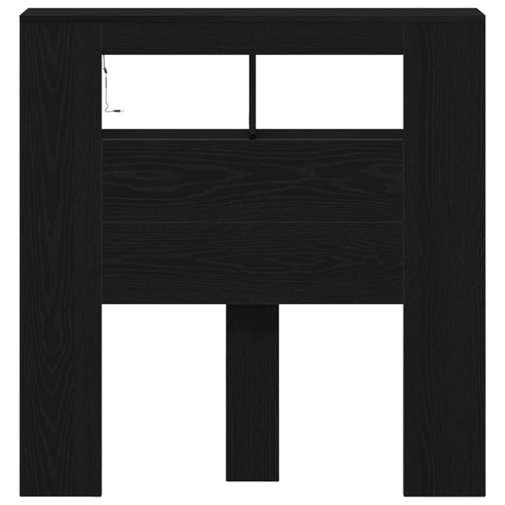 Testiera LED con lo scaffale Rovere Nero 100 x 18,5 x 103,5 cm