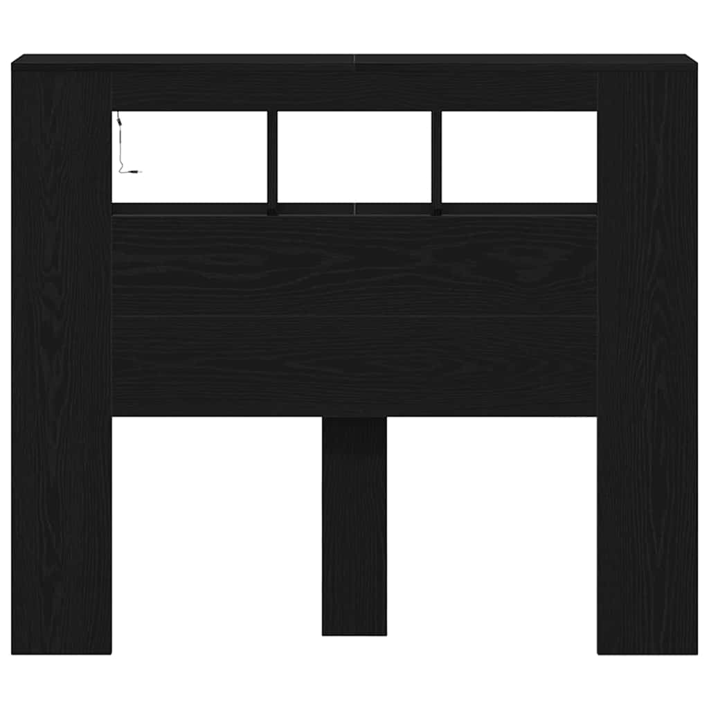 Testiera LED con lo scaffale Rovere Nero 120 x 18,5 x 103,5 cm