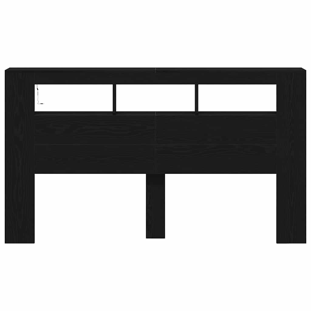 Testiera LED con lo scaffale Rovere Nero 180 x 18,5 x 103,5 cm