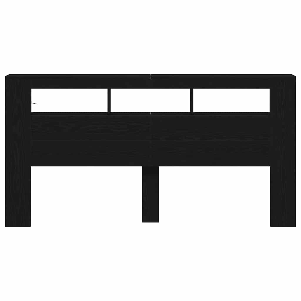 Testiera LED con lo scaffale Rovere Nero 200 x 18,5 x 103,5 cm