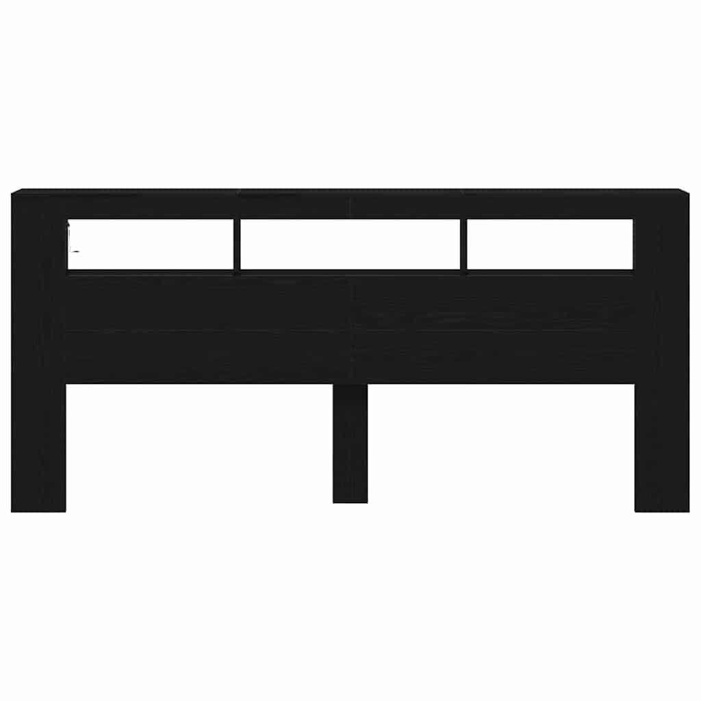 Testiera LED con lo scaffale Rovere Nero 220 x 18,5 x 103,5 cm