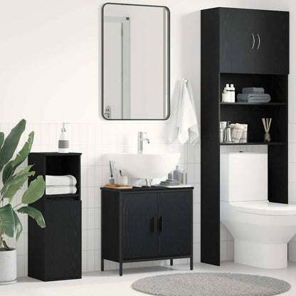 Armadio per Lavabo da Bagno Rovere Nero 60 x 30 x 60 cm