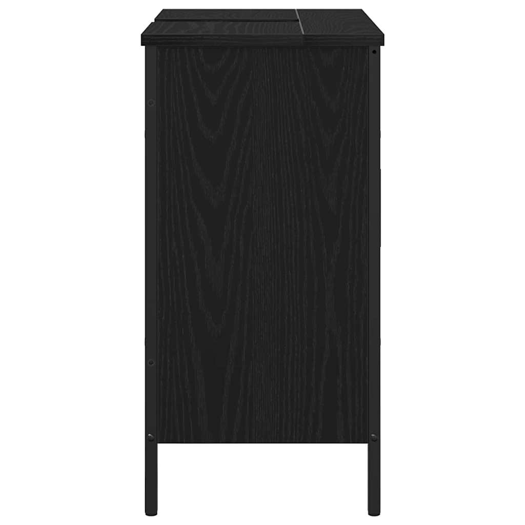 Armadio per Lavabo da Bagno Rovere Nero 60 x 30 x 60 cm