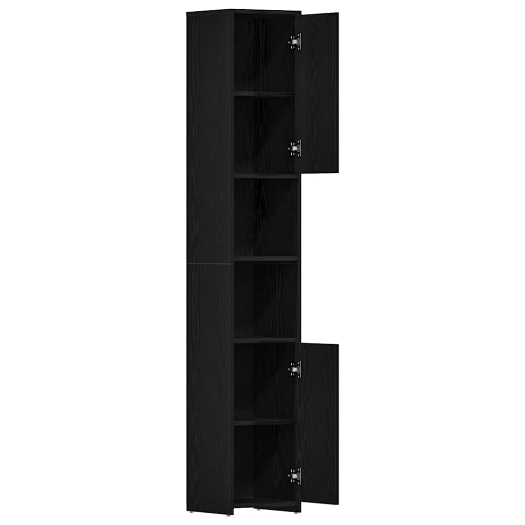 Mobile da Bagno Rovere Nero 30x30x183,5 cm in Truciolato | homemem39