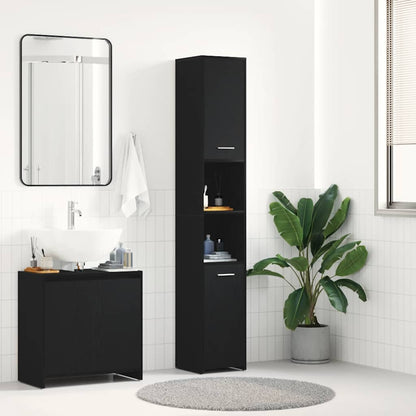 Mobile da Bagno Rovere Nero 30x30x183,5 cm in Truciolato | homemem39